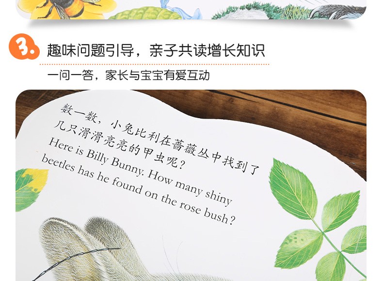 乐乐趣 亮丽精美触摸书系列 小兔比利 中英双语早教启蒙认知纸板书0-1-2-3岁感官刺激撕不烂绘本
