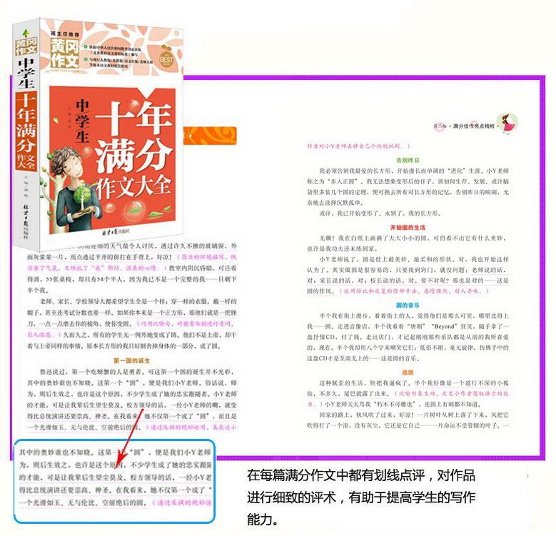 中学生黄冈作文书全4册 初中生作文大全十年满分作文大全优秀作文 作文辅导用书资料课外阅读书籍