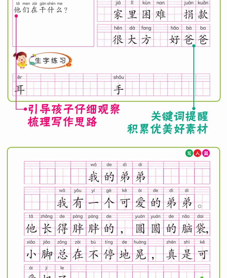 全两册小学生看图说话写话训练一年级基础篇一年级提高篇趣味漫画形象记忆思维训练提升写作小学生作文辅导