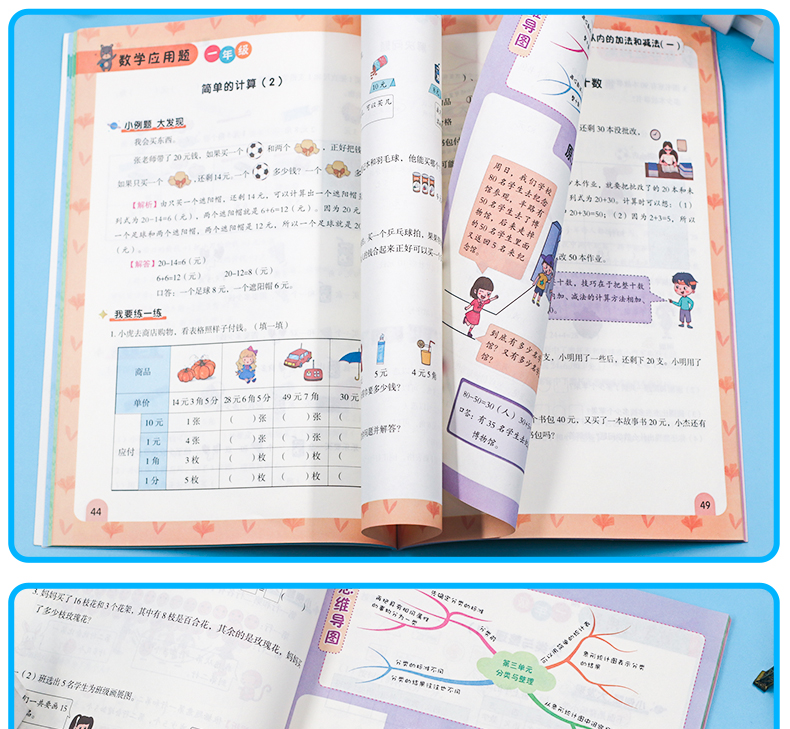 2020版小学一年级下册应用题 一年级数学思维训练逻辑黄冈同步训练口算题卡人教版同步练习册每天100道天天练奥数题专项辅导资料书