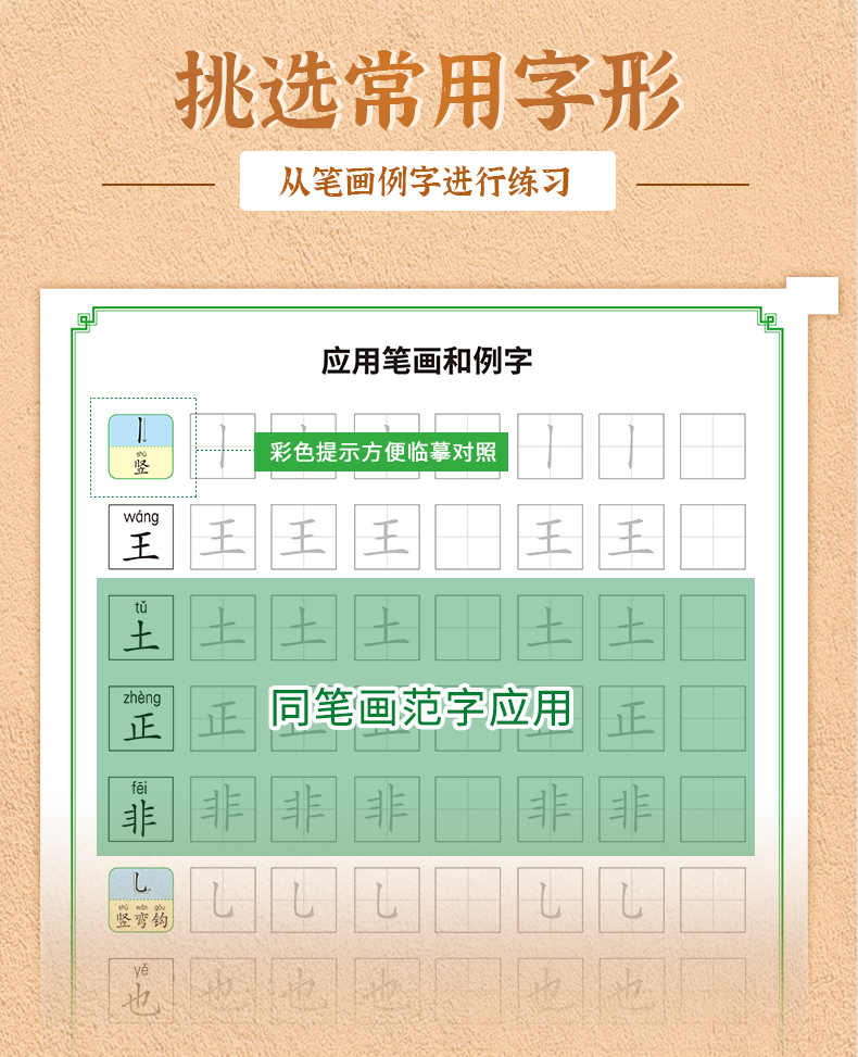 2020版小学二年级控笔训练描红字帖 上册下册汉字偏旁部首笔画人教版部编2年级教材同步训练初学者写字硬笔书法练习册看拼音写词语