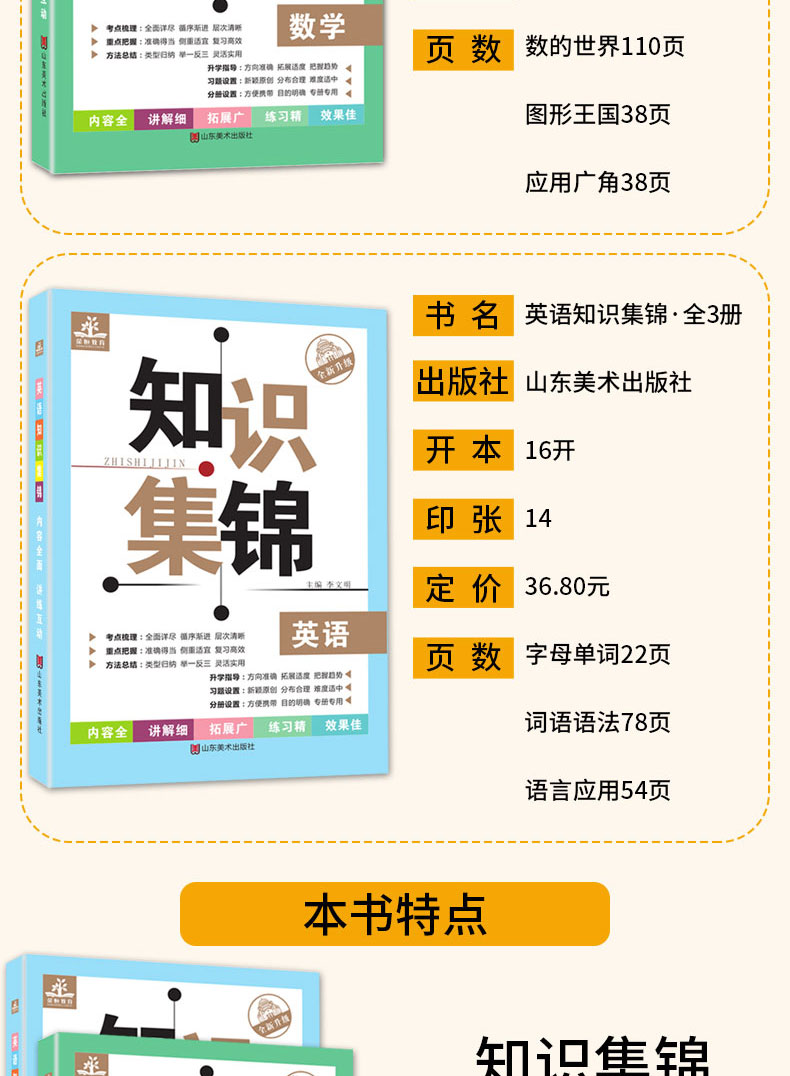 小学数学语文英语知识大全 集锦 2019人教北师苏教升级版1-6年级一二三四五六年级练习册辅导资料包工具书 小升初知识大集结 全9册