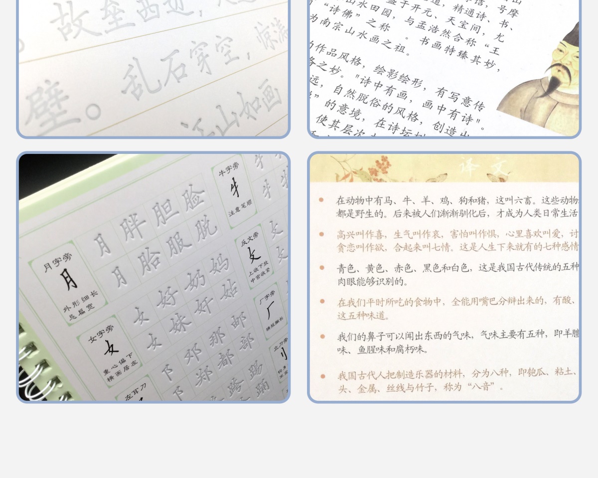 全6册国学经典系列硬笔书法凹槽练字帖千古美文三字经基础教程常用字成语唐诗宋词弟子规立体凹槽引导练字巩固基础 速成书籍畅销书