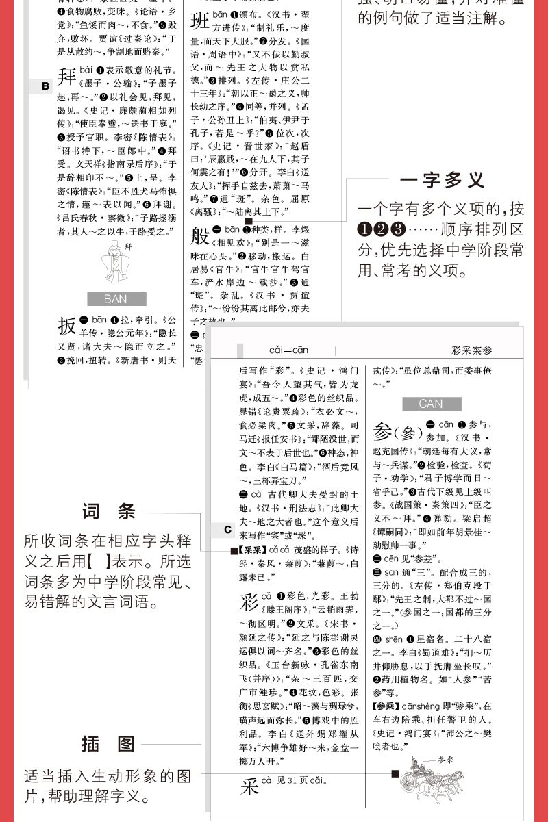 正版包邮 2020新版 绿卡图书PASS图解速记学生实用古汉语常用字第6次修订全彩版古代汉语词典字典初中高中学生工具书文言文