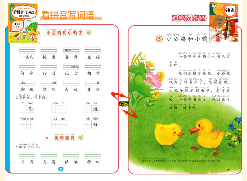 2020看拼音写词语阅读理解训练字词训练句子训练每日一练一年级下册专项训练人教版语文同步训练默写能手生词字注音彩绘版看图写话
