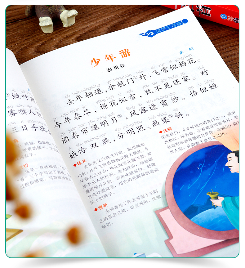 正版 宋词三百首正版全集 注音版 小学生必背古诗词300首幼儿童国学启蒙教材一二年级阅读课外书必读带拼音的早教读物完整版故事书