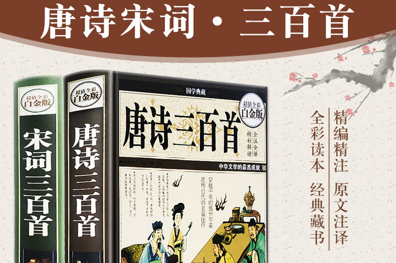 2冊合集正版包郵唐詩三百首宋詞三百首超值全綵白金版原文譯文註解