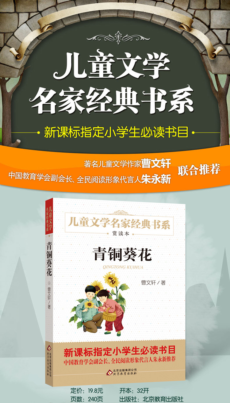 四年级必读经典书目全套4册 青铜葵花 小英雄雨来 宝葫芦的秘密张天翼和曹文轩管桦老师推荐小学生课外阅读书籍正版下册原著完整版