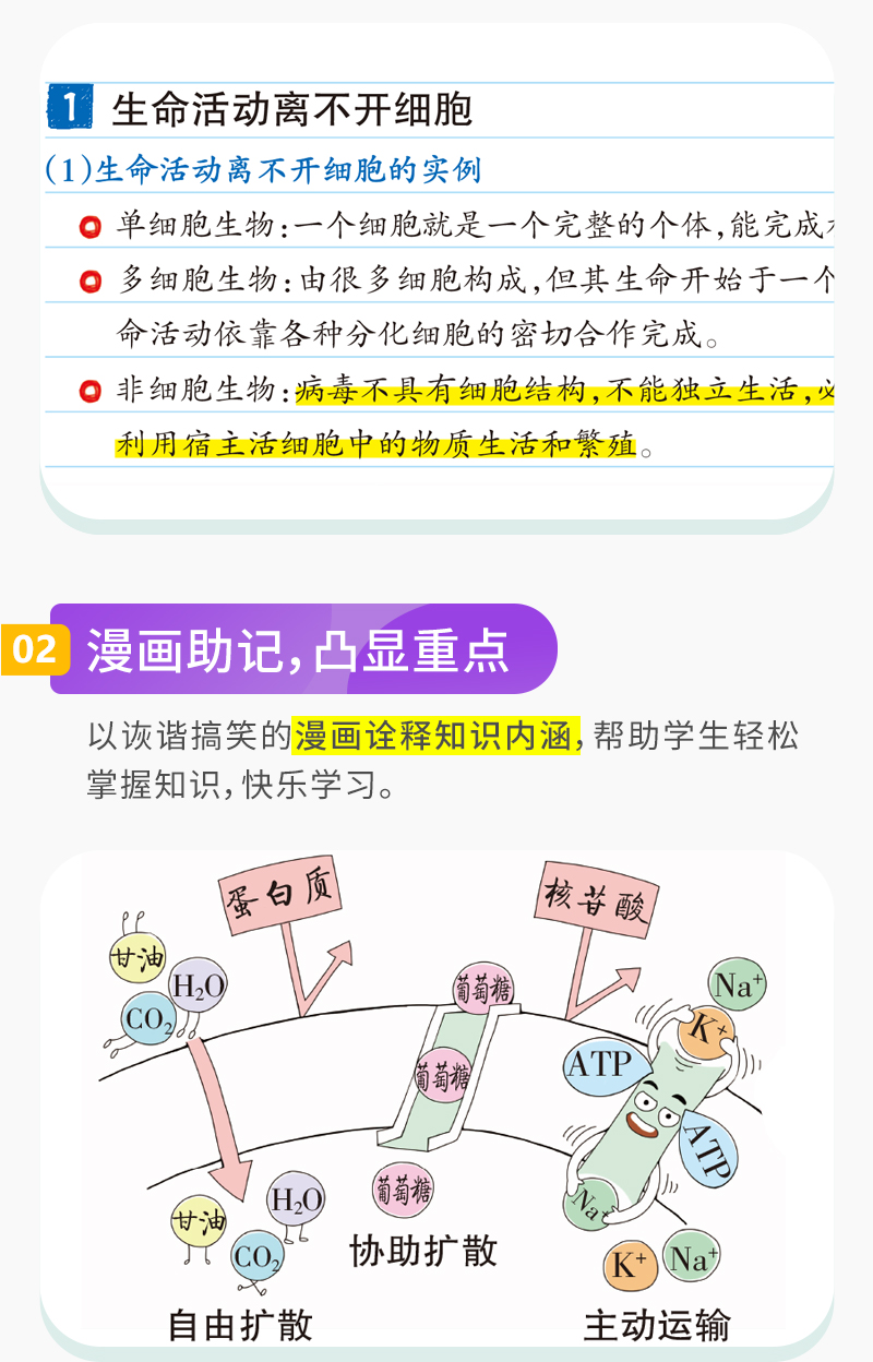 【高中生物 全国版】2021新版学霸笔记高中生物 PASS绿卡图书漫画图解 高一1高二2高三3适用 高考生物状元提分笔记 高中复习资料书