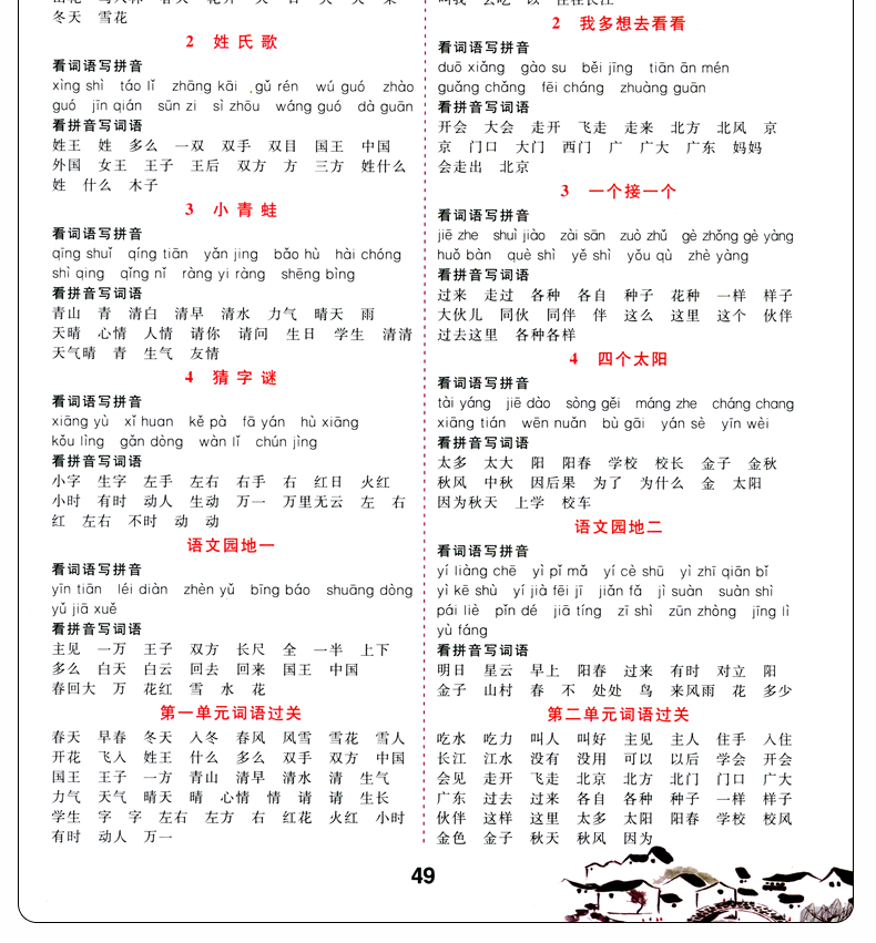 2020一年级下册看拼音写词语生字注音汉字生词组词部编人教版专项阅读理解课堂语文书同步训练题每日一课一练小学生默写能手天天练