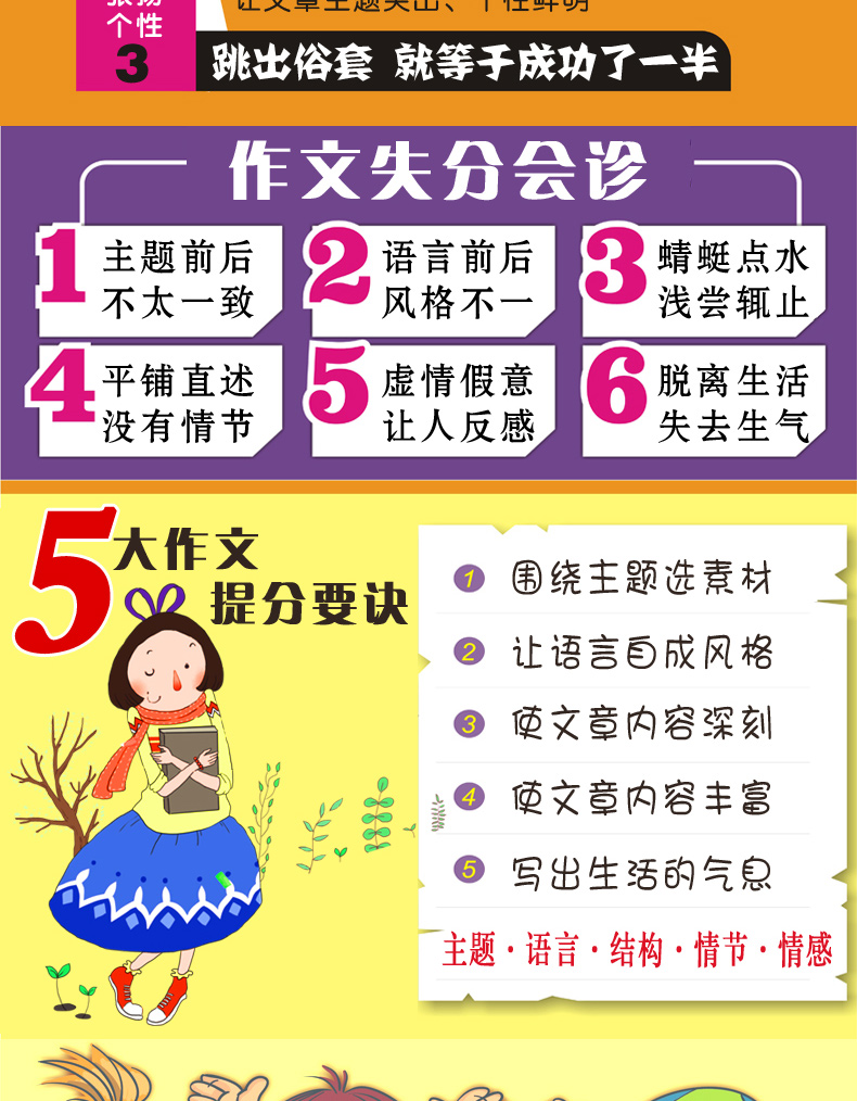 2020正版加厚全套5册 小学生作文书3-6年级小学优秀作文分类作文满分作文获奖作文大全 精选最新人教版分类辅导书籍三四五六年级HC
