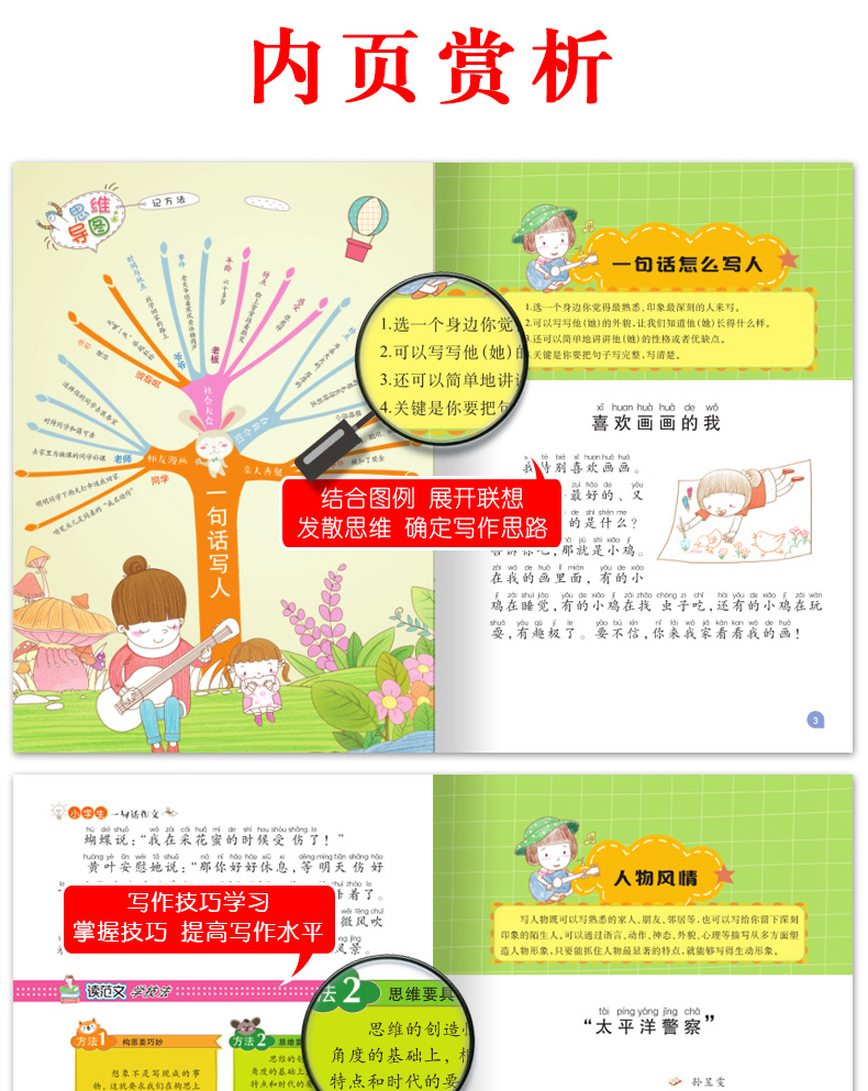 正版思维导图作文法小学生一句话作文入门辅导大全最新版优秀满分作文素材提升写作书籍一二年级作文起步训练看图说话写话训练辅导