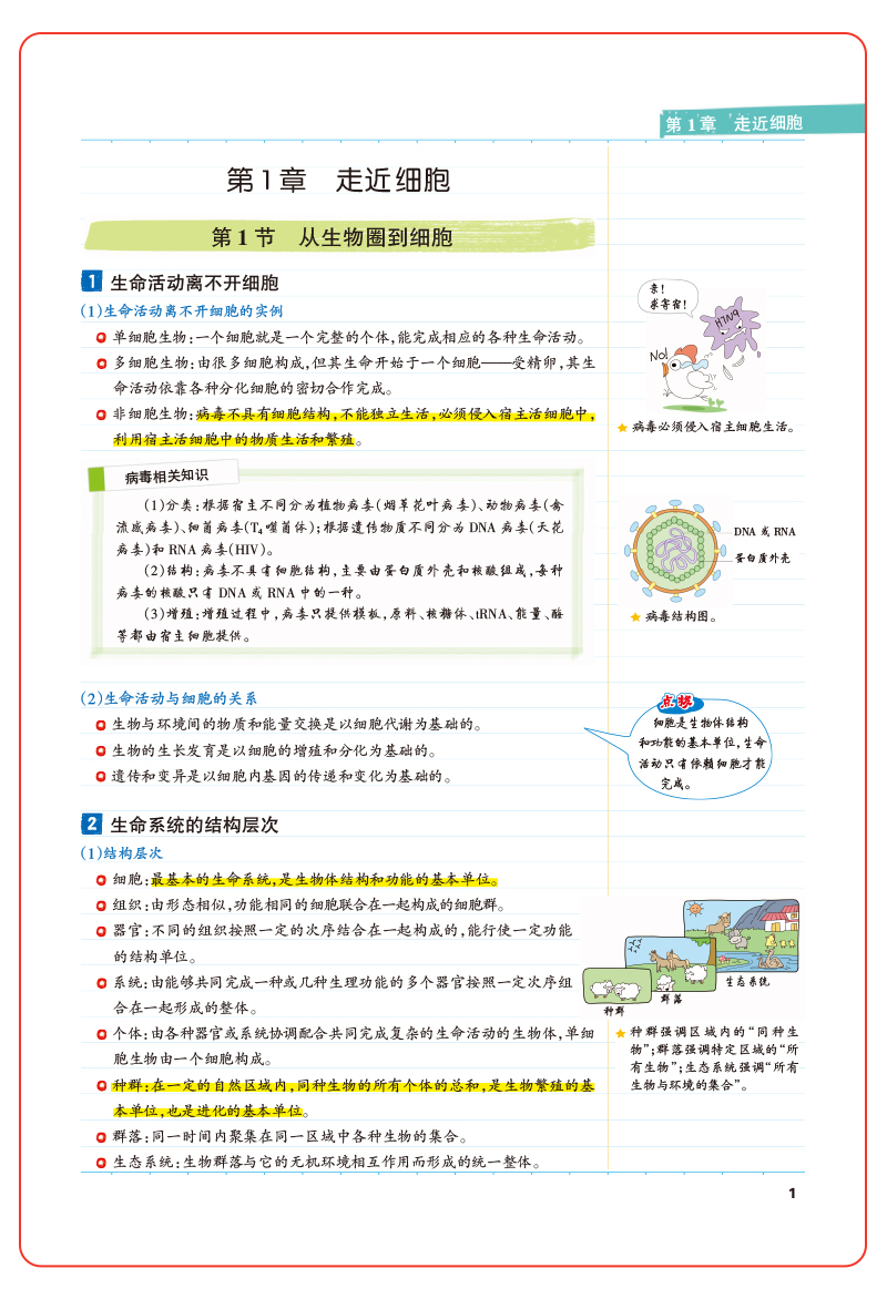 【高中生物 全国版】2021新版学霸笔记高中生物 PASS绿卡图书漫画图解 高一1高二2高三3适用 高考生物状元提分笔记 高中复习资料书