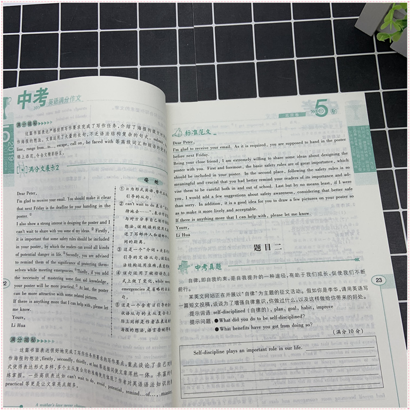 2020年新版5年中考满分作文+英语满分作文2016-2019素材精选初中版七年级八九年级优秀作文书大全中学生初一初二初三最新五年语文