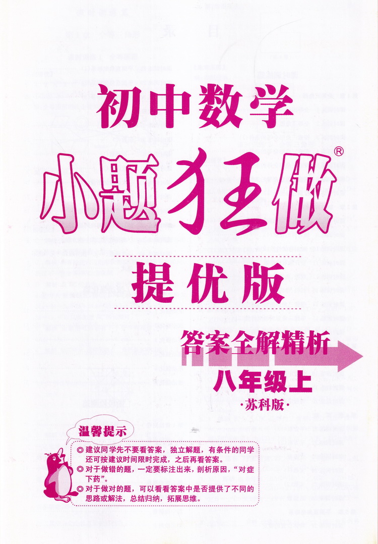 2021版江苏初中数学小题狂做提优版八年级上册苏科版初二8上SK初中苏教版教材全解同步复习练习课时作业本教辅书试卷资料恩波教育