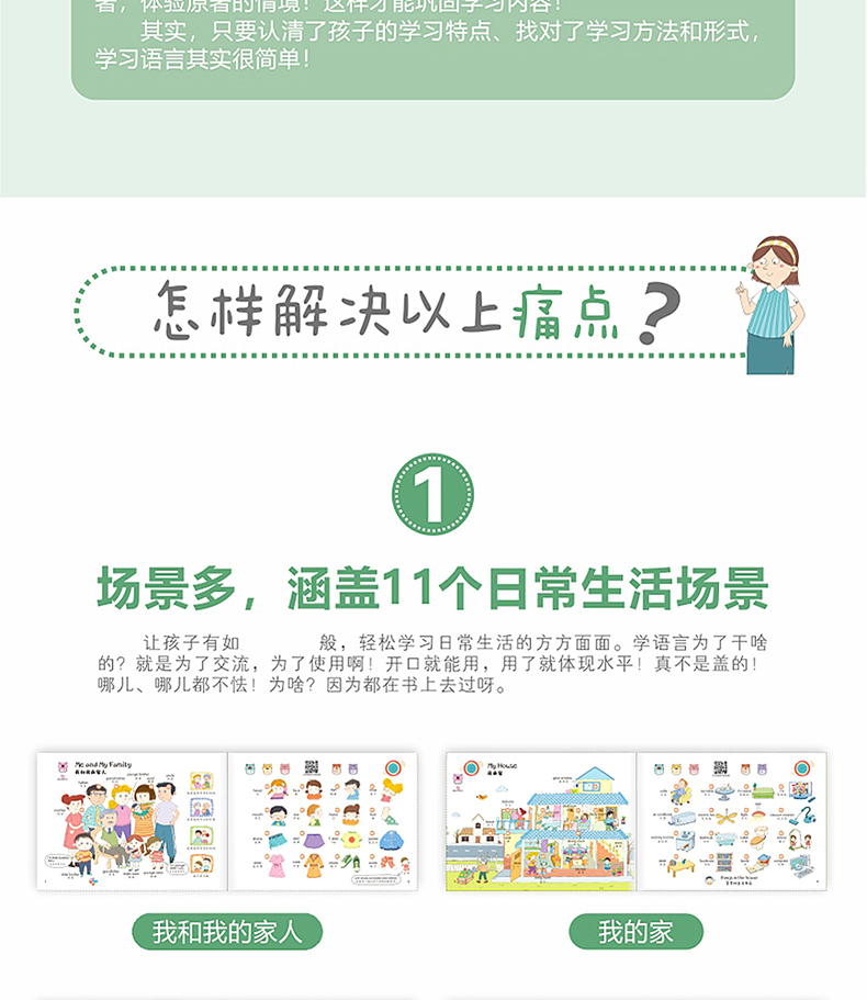 儿童英语启蒙有声绘本 幼儿英语启蒙教材入门学习书籍 手指点读英文发声单词大书 幼儿园少儿自然拼读小学二三年级四年级情景对话