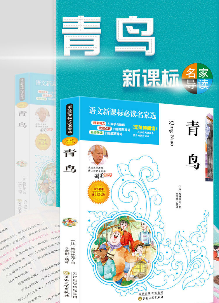 4本36.8元】 青鸟彩图精彩释义批注点评名师导读无障碍阅读语文课文名家选国学经典6-15岁中小学生儿童文学中外名著阅读书籍
