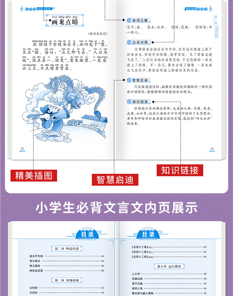 小学生必背古诗词75+80首必备文言文阅读与训练2本注音版适用1-6年级 一二三四五六年级小学古诗大全集古文人教版古诗文70唐诗WH