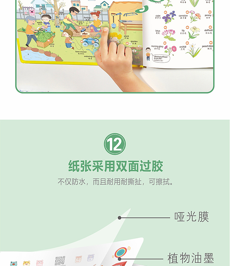 儿童英语启蒙有声绘本 幼儿英语启蒙教材入门学习书籍 手指点读英文发声单词大书 幼儿园少儿自然拼读小学二三年级四年级情景对话