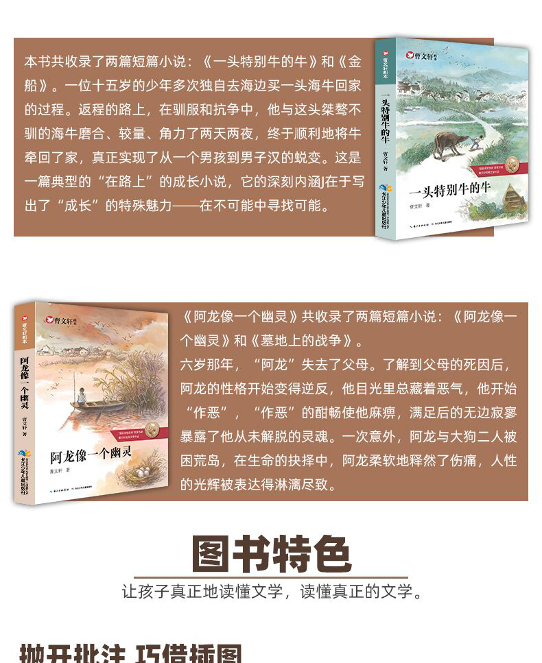 正版曹文轩画本全5册曹文轩系列儿童文学的书正版包邮纯美小说文集 小学生四五六年级课外阅读书籍必读老师 雪灯笼 一头特别牛的牛