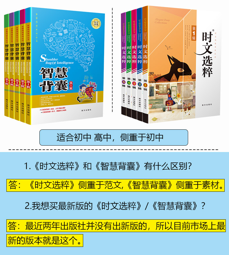 共10本】智慧背囊时文选粹1-5辑全集中小学生版初中全套作文素材课外阅读语文必读初高中满分作文书七八九年级中学教辅南方出版社