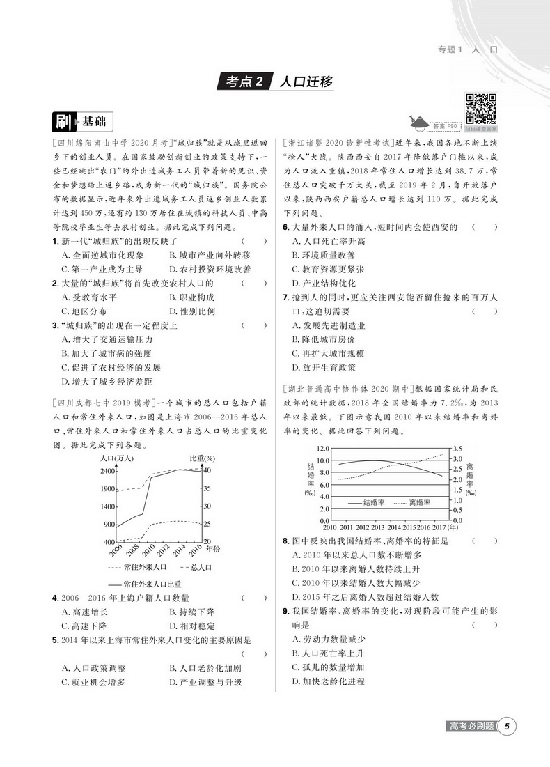 2021新版高考必刷题地理2人文地理专题突破版 高中生高一二三地理专项训练必修专题突破试卷专题提升分题型强化中学教辅书籍理想树