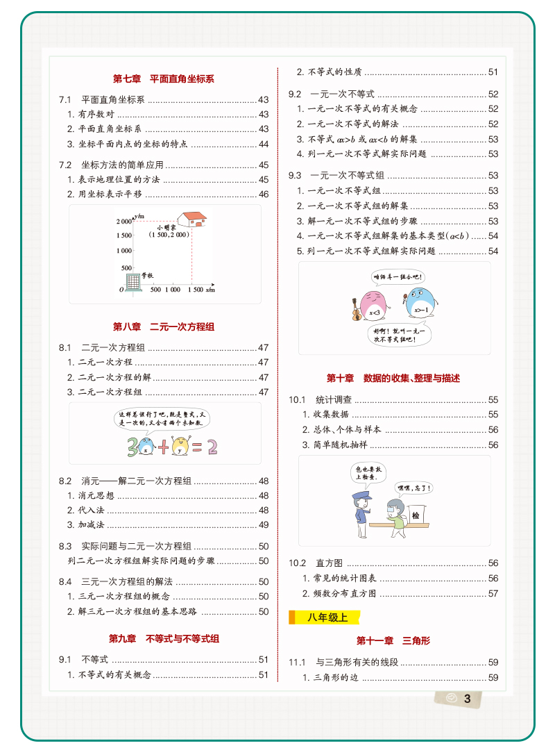 2021初中学霸笔记数学全彩通用版 初中数学知识大全知识清单 pass图书全套同步笔记 中考复习资料 初一二三上下册数学基础知识手册