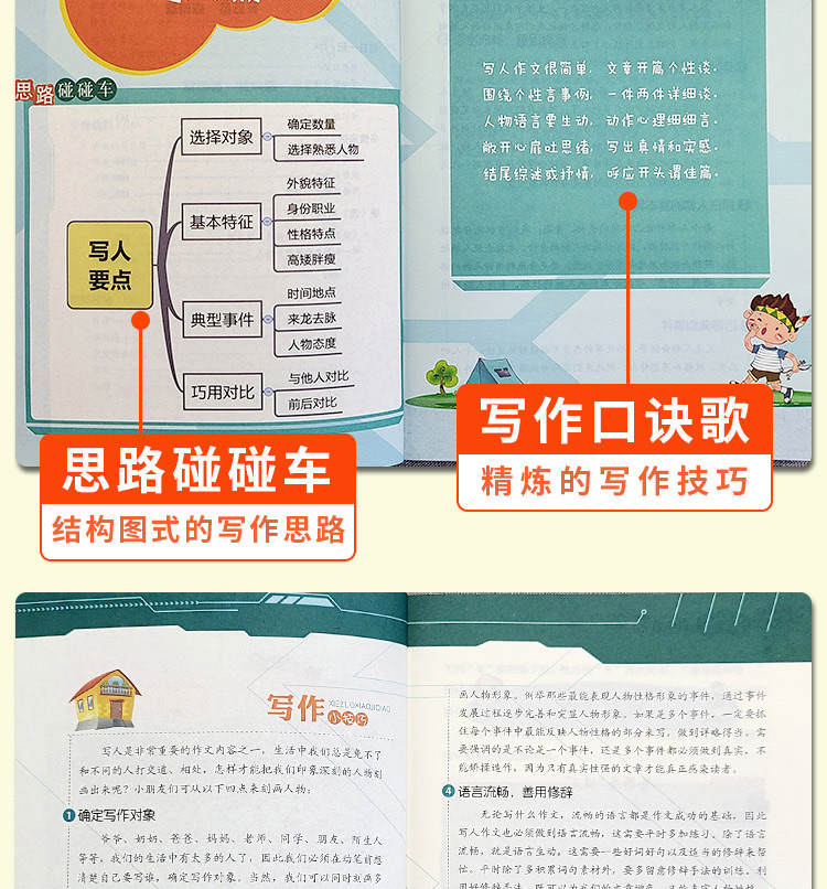 全2册小学生四年级作文+400字作文小学生同步作文书辅导大全三四五六年级优秀同步作文好词好句好段小学生写景状物满分素材作文