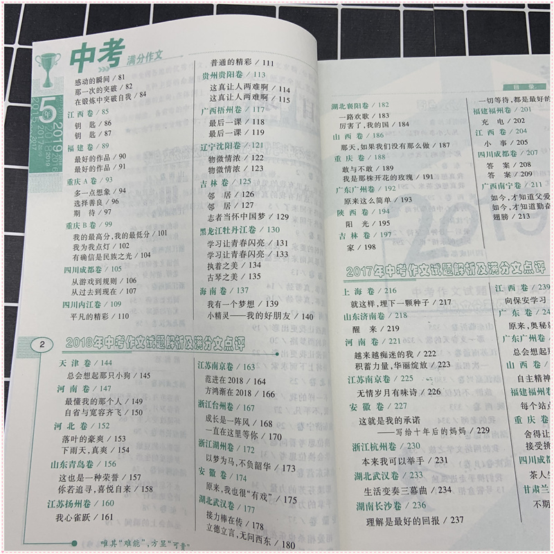 2020年新版5年中考满分作文+英语满分作文2016-2019素材精选初中版七年级八九年级优秀作文书大全中学生初一初二初三最新五年语文