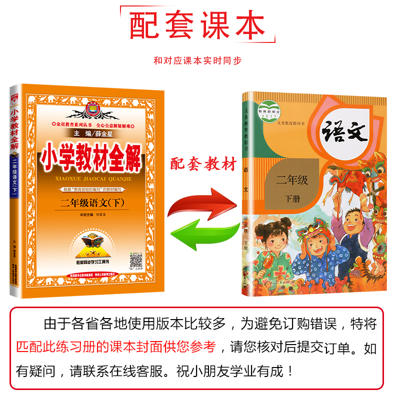 2020春新版小学教材全解二年级语文下册全解人教版配套2二年级下册语文教材全解薛金星同步习题练习册下小学生教材解读语文部编版