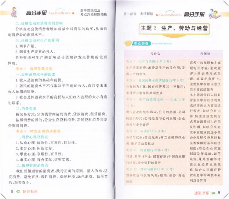 高分手册系列 高中思想政治考点万能解题模板学神高中政治实用教辅书 高一高二高三教材解析口袋书高考考前必备图书