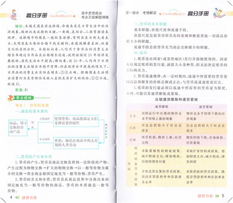 高分手册系列 高中思想政治考点万能解题模板学神高中政治实用教辅书 高一高二高三教材解析口袋书高考考前必备图书