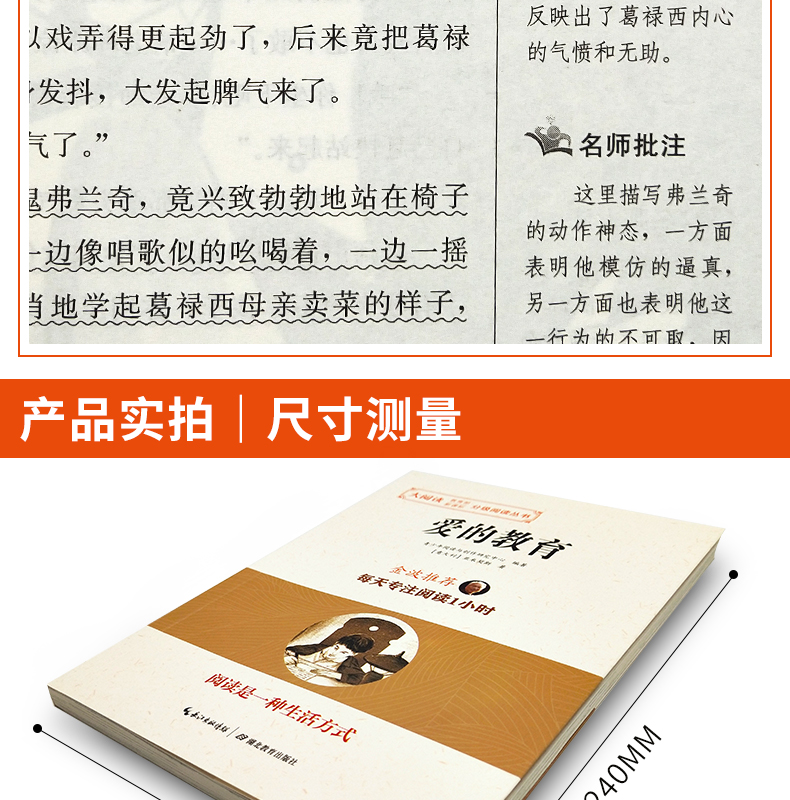 爱的教育正版包邮 原著意大利亚米契斯小学生新课标三四五年级课外阅读书籍青少年世界名著  湖北教育出版社 分级大阅读系列丛书