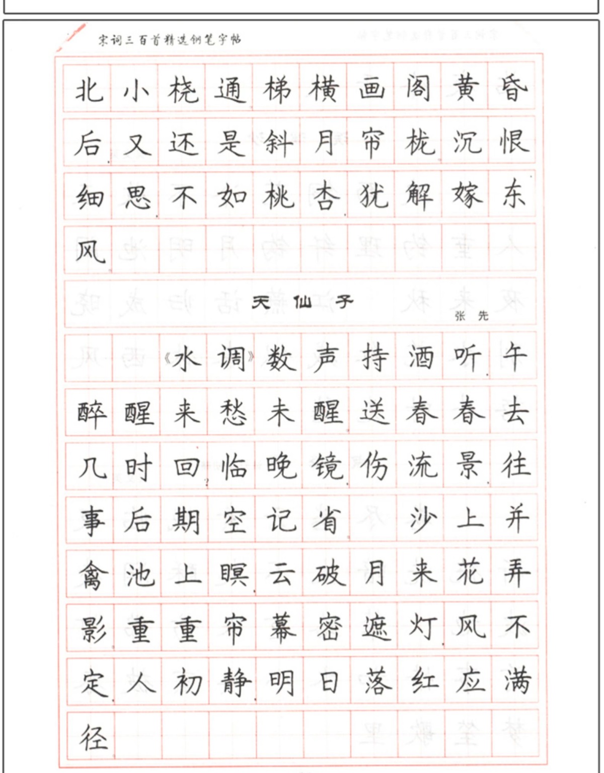 唐诗三百首+宋词三百首2册 硬笔书法字帖楷书小学初高中学生成人钢笔字帖临摹练字帖古诗词字帖 夹蒙纸书法实用练习写字临摹描红