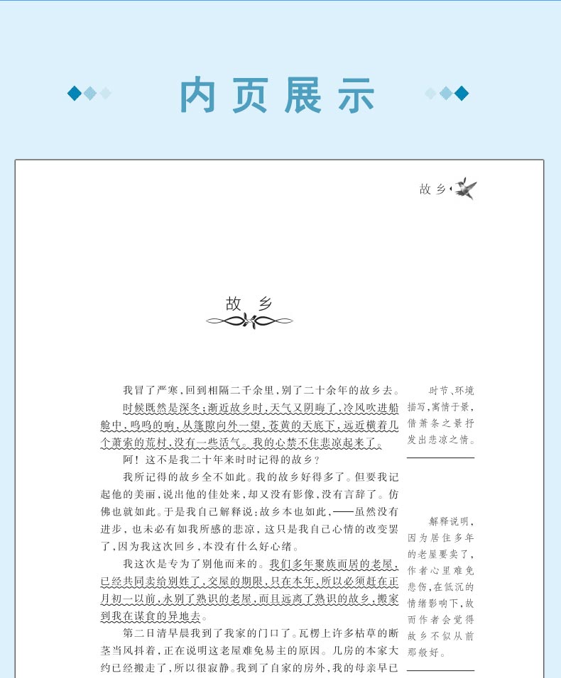 故乡 小学生鲁迅读本正版包邮三四五六年级课外阅读书籍正版3-4-5-6年级儿童读物6-8-12岁图书 鲁迅的书散文集六年级必读经典书目