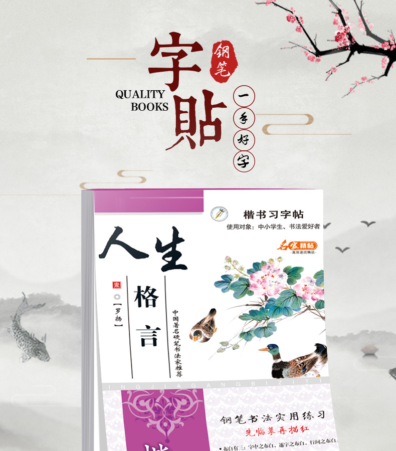 练字帖人生格言 楷书字帖 男女练字成人大学生小清新字体楷书钢笔行书字帖临摹成年硬笔书法练字本练字神器正版包邮