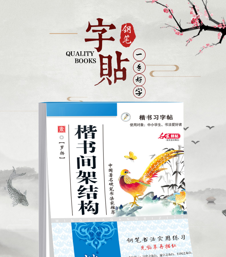 楷书习字帖 中小学生钢笔字帖 楷书间架结构正版 钢笔字帖学与练 成人楷书速成 学生临摹楷书练字帖文艺字帖学生字帖 罗扬硬笔书法