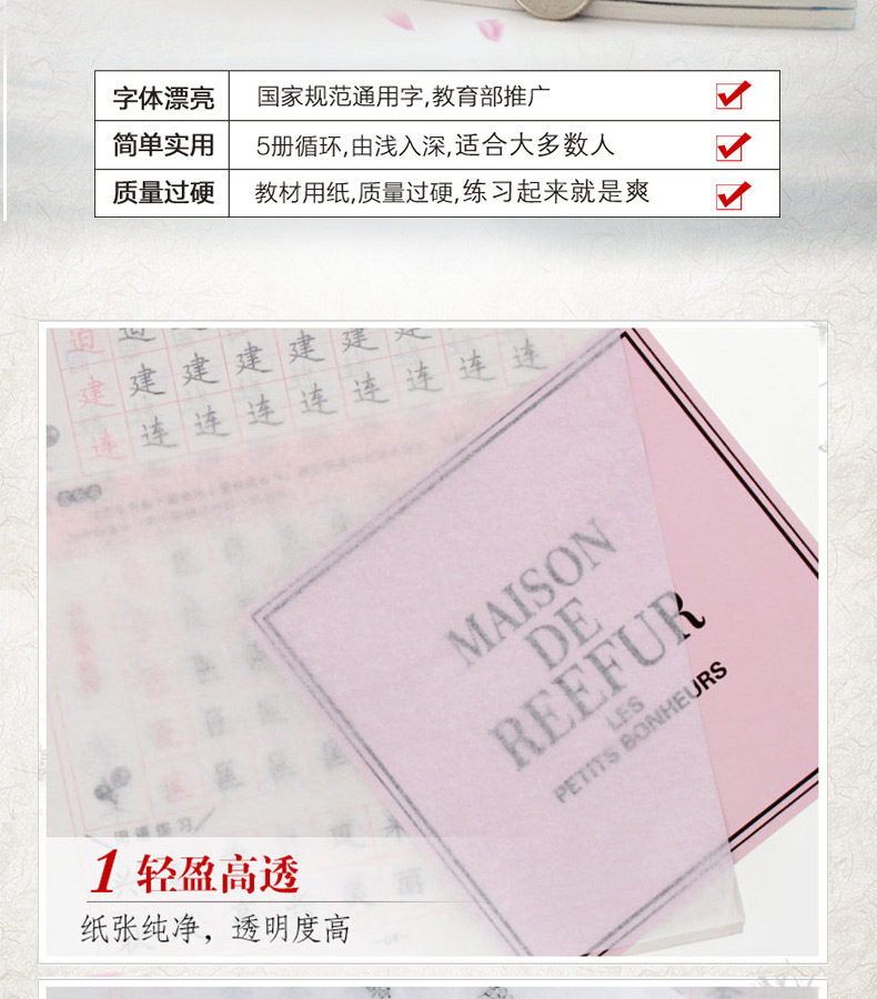 练字帖人生格言 楷书字帖 男女练字成人大学生小清新字体楷书钢笔行书字帖临摹成年硬笔书法练字本练字神器正版包邮