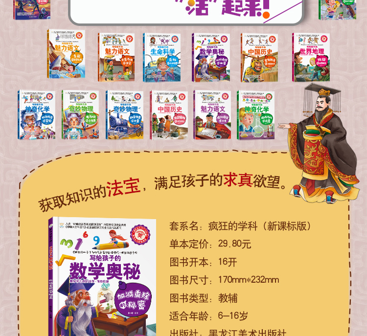 疯狂的数学课-加减乘除的秘密  写给孩子的数学奥秘  数学百科全书 初中青少年版科普图书 三四五六年级小学生课外阅读书籍32开