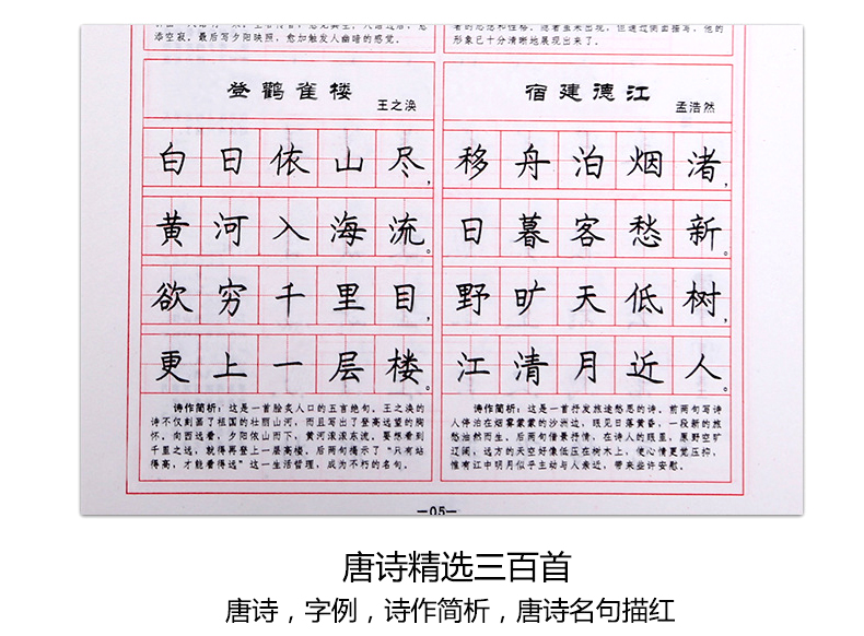 唐诗三百首+宋词三百首2册 硬笔书法字帖楷书小学初高中学生成人钢笔字帖临摹练字帖古诗词字帖 夹蒙纸书法实用练习写字临摹描红