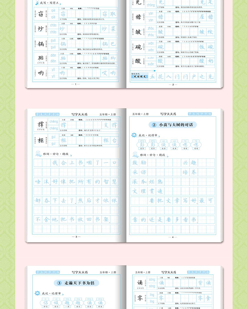 2020新版 天天秀字帖-五年级上下两册 小学生写字帖语文辅导书籍正版 中小学生基础训练儿童练字本正楷铅笔硬笔书法临摹楷体练字帖
