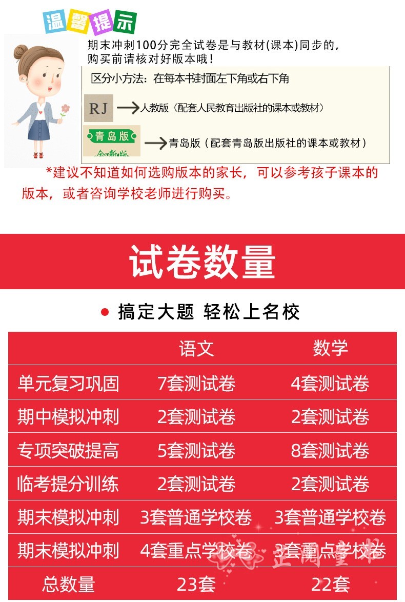 2020春期末冲刺100分完全试卷六年级下册试卷语文部编人教版+数学青岛版同步训练模拟测试题考试卷