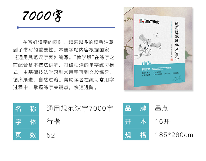 墨点字帖 行楷 通用规范汉字7000字 荆霄鹏行楷入门基础训练字帖楷书字体临摹练字成人中小学字帖