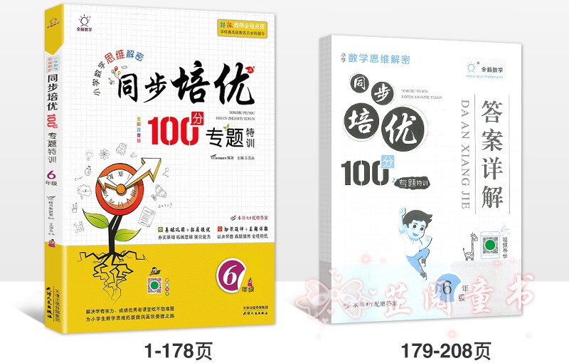 6册2020新版全脑数学小学数学同步培优100分专题特训一二三四五六年级上下册基础巩固真题训练