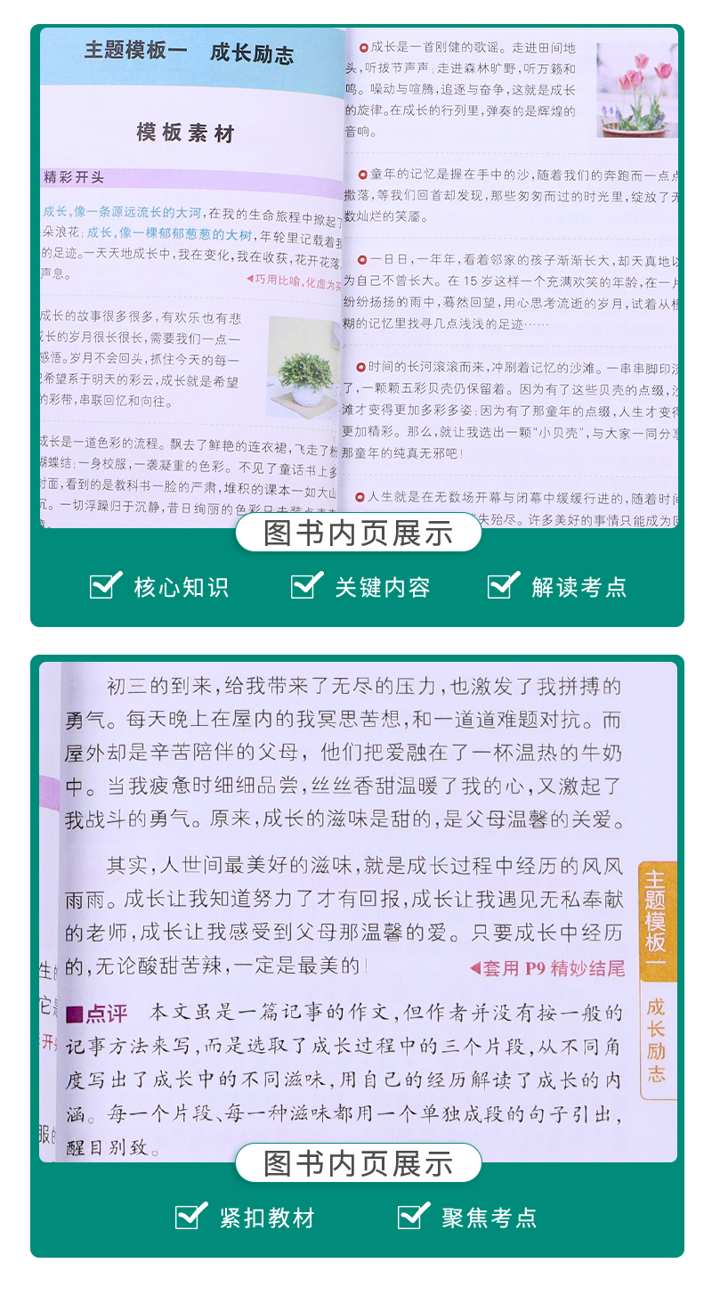 2021新版初中绿卡图解速记 初中语文作文模板 2021全彩版  湖南师范大学出版社