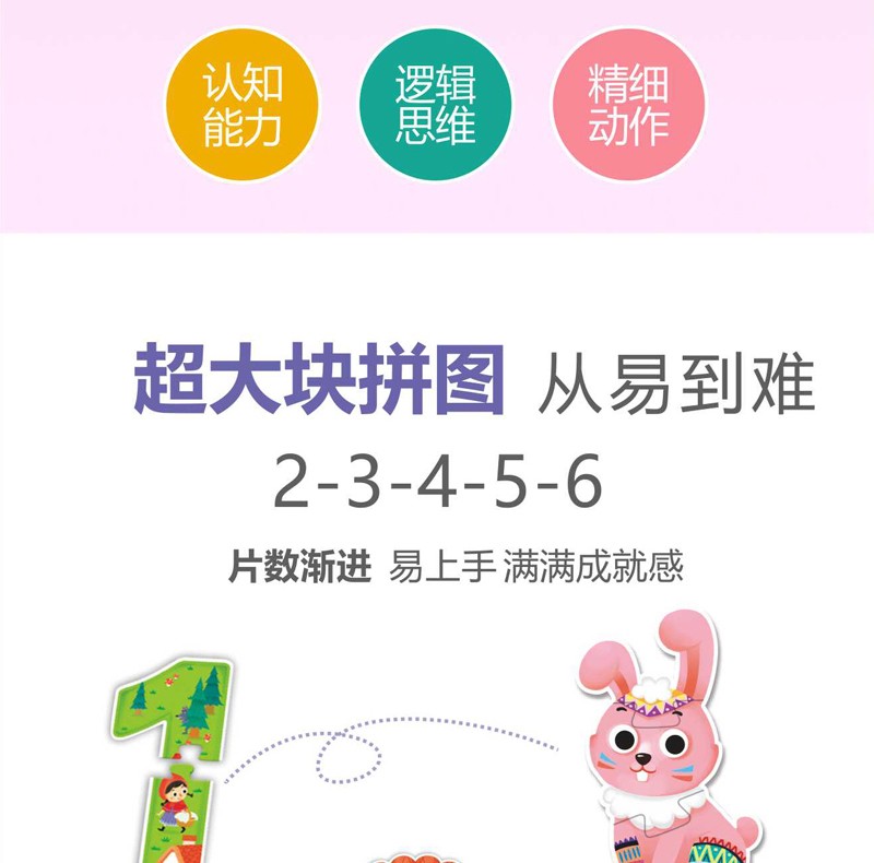 幼儿进阶拼图手工游戏 撕不烂早教书0-3-6岁宝宝书籍启蒙益智婴儿3d立体书儿童左右脑开发看图识物