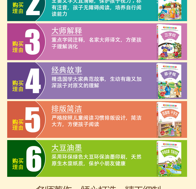 中华国学经典书籍全套6册我的第一套国学启蒙书全集注音版三字经早教 儿童书籍 弟子规论语百家姓千字文