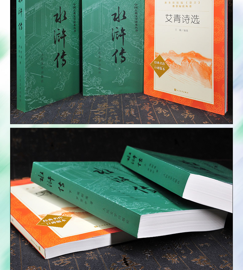 送考题册【九年级上】完整版 水浒传 和 艾青诗选 全2册 人民文学出版社原著