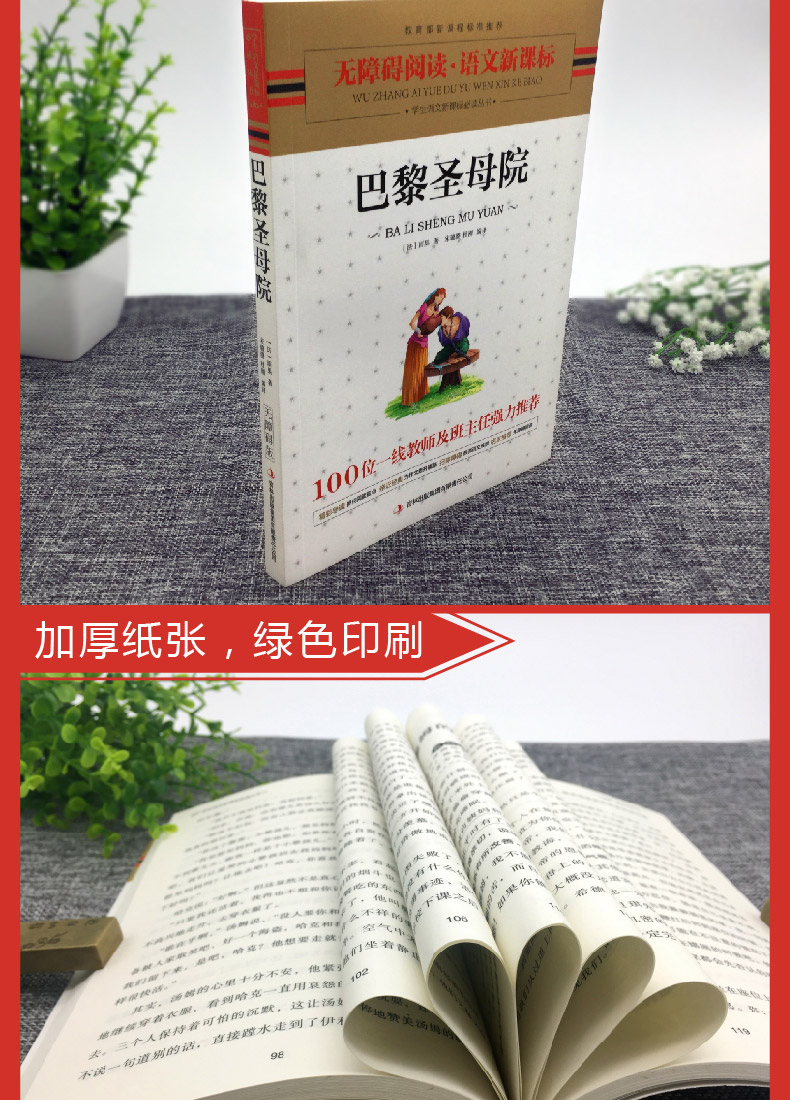 名著 巴黎圣母院 原著 语文新课程标准阅读书 世界经典文学名著小说书籍青少年版