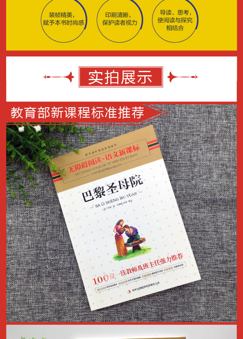 名著 巴黎圣母院 原著 语文新课程标准阅读书 世界经典文学名著小说书籍青少年版